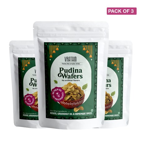 Vratam Pudina Potato Wafers pack of 3, 120g each