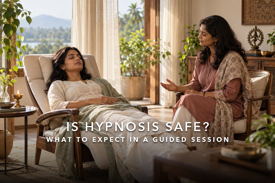 Guided hypnosis session in a calm retreat setting