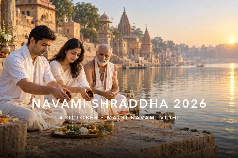 Navami Shraddha 2026 Matri Navami tarpan at an Indian riverside ghat on 4 October