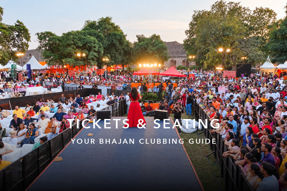 Bhajan Clubbing Tickets & Seating Guide | Sanatana Journey: devotional banner with a centered title and subtitle.