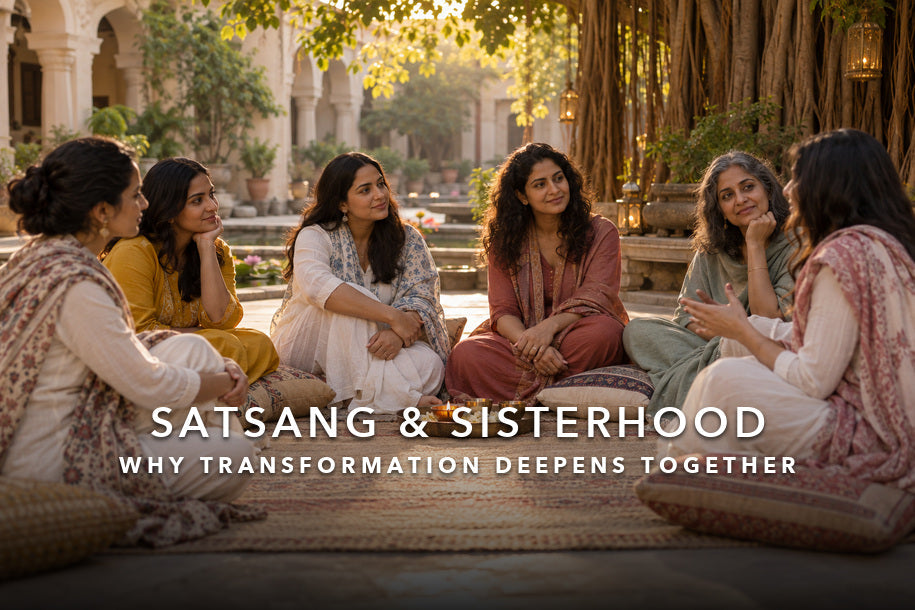 Women gathered in a supportive satsang circle