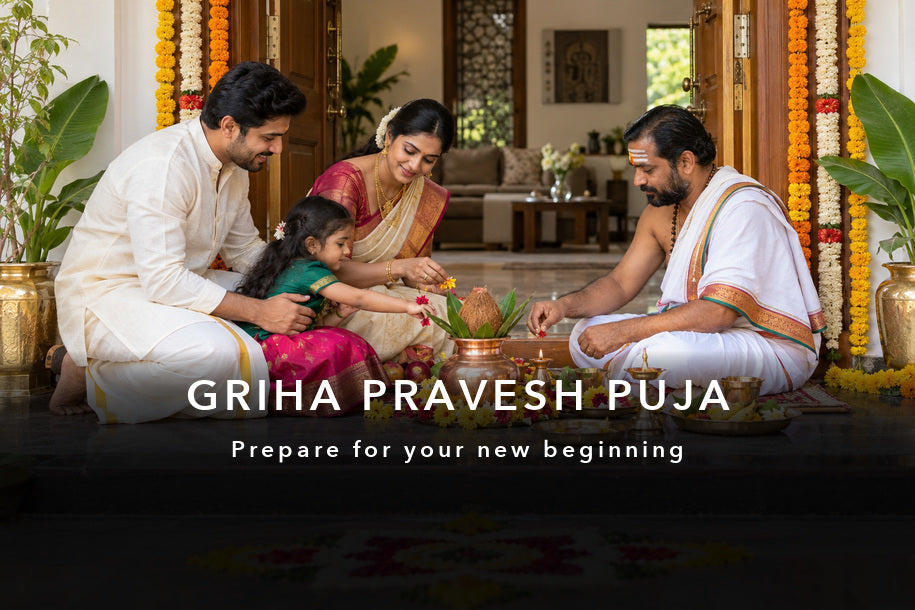 GRIHA PRAVESH PUJA — devotional illustration for the Sanatana Journey guide