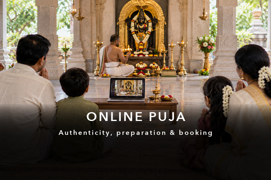 ONLINE PUJA — devotional illustration for the Sanatana Journey guide