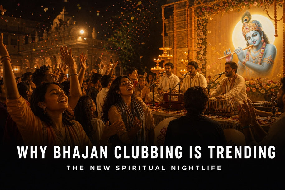 Young devotees at Bhajan Clubbing with Krishna devotional music