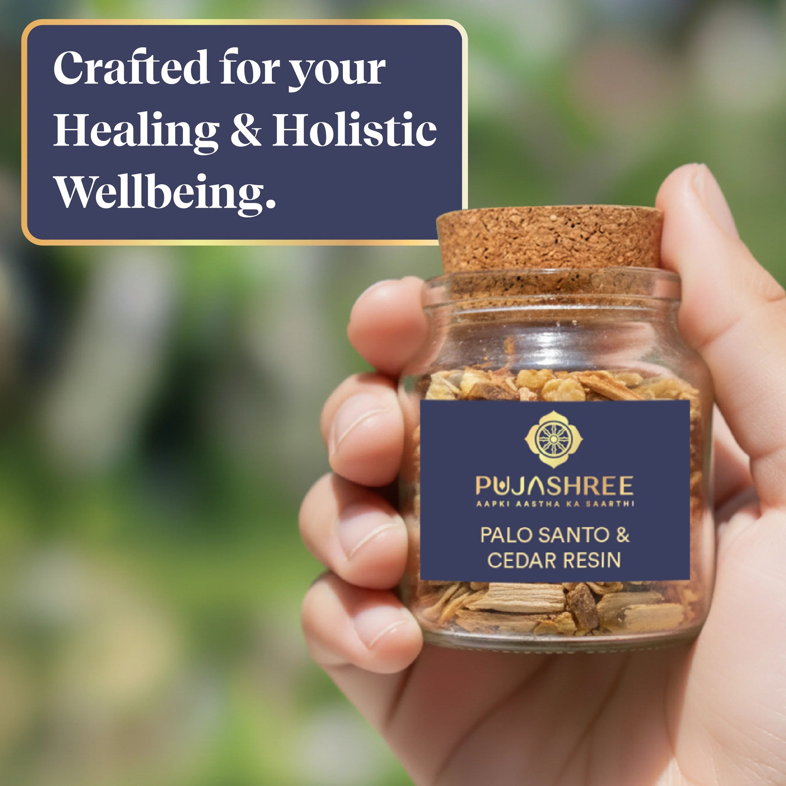 Resin Burner Kit | Wooden Handle Burner with Palo Santo, Cedar Resin & Charcoal by Pujashree | Sanatana Journey