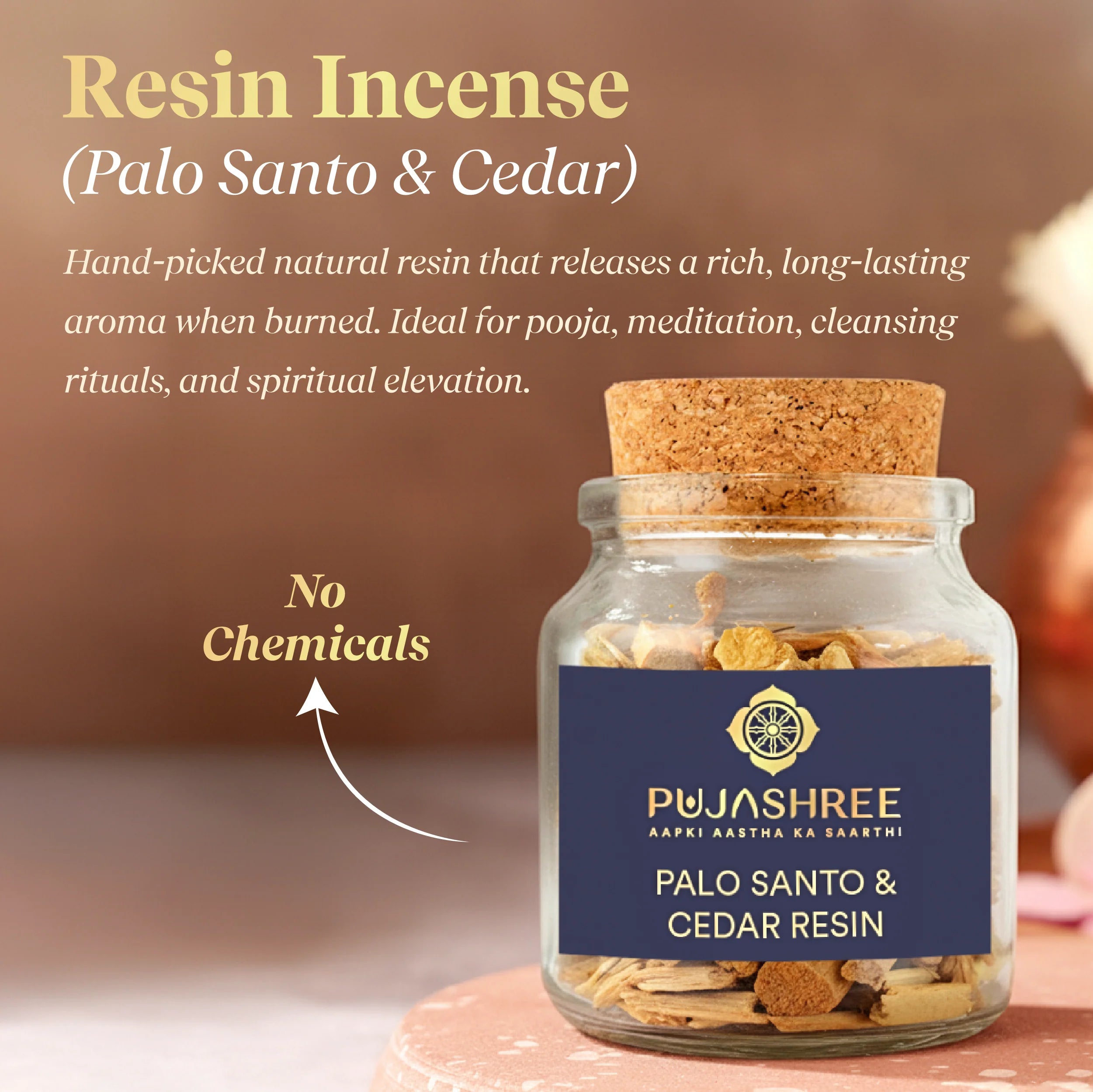 Resin Burner Kit | Wooden Handle Burner with Palo Santo, Cedar Resin & Charcoal by Pujashree | Sanatana Journey