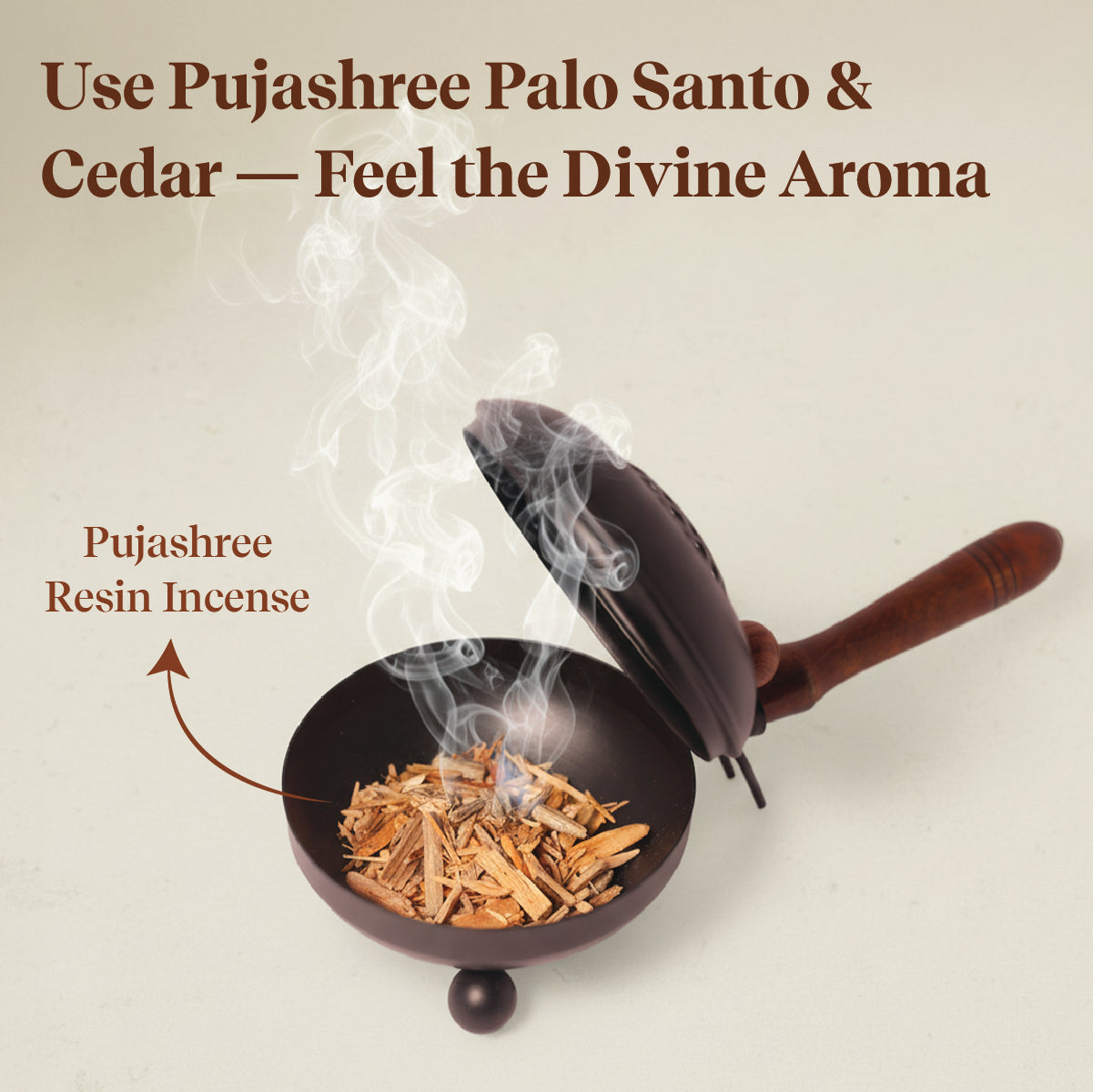 Black Wooden Handle Resin Burner (Small) by Pujashree | Sanatana Journey