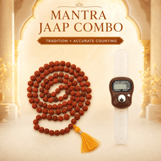 Mantra Jaap Combo – Digital Finger Counter & Original 5 Mukhi Rudraksha Mala