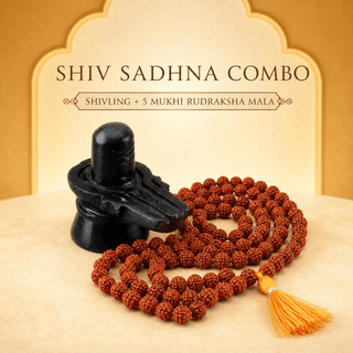 Shiv Sadhna Combo – Shivling & Original 5 Mukhi Rudraksha Mala