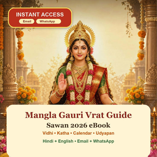 Mangla Gauri Vrat Guide eBook cover with Mata Gauri, Sawan 2026 guide and instant access by Email and WhatsApp