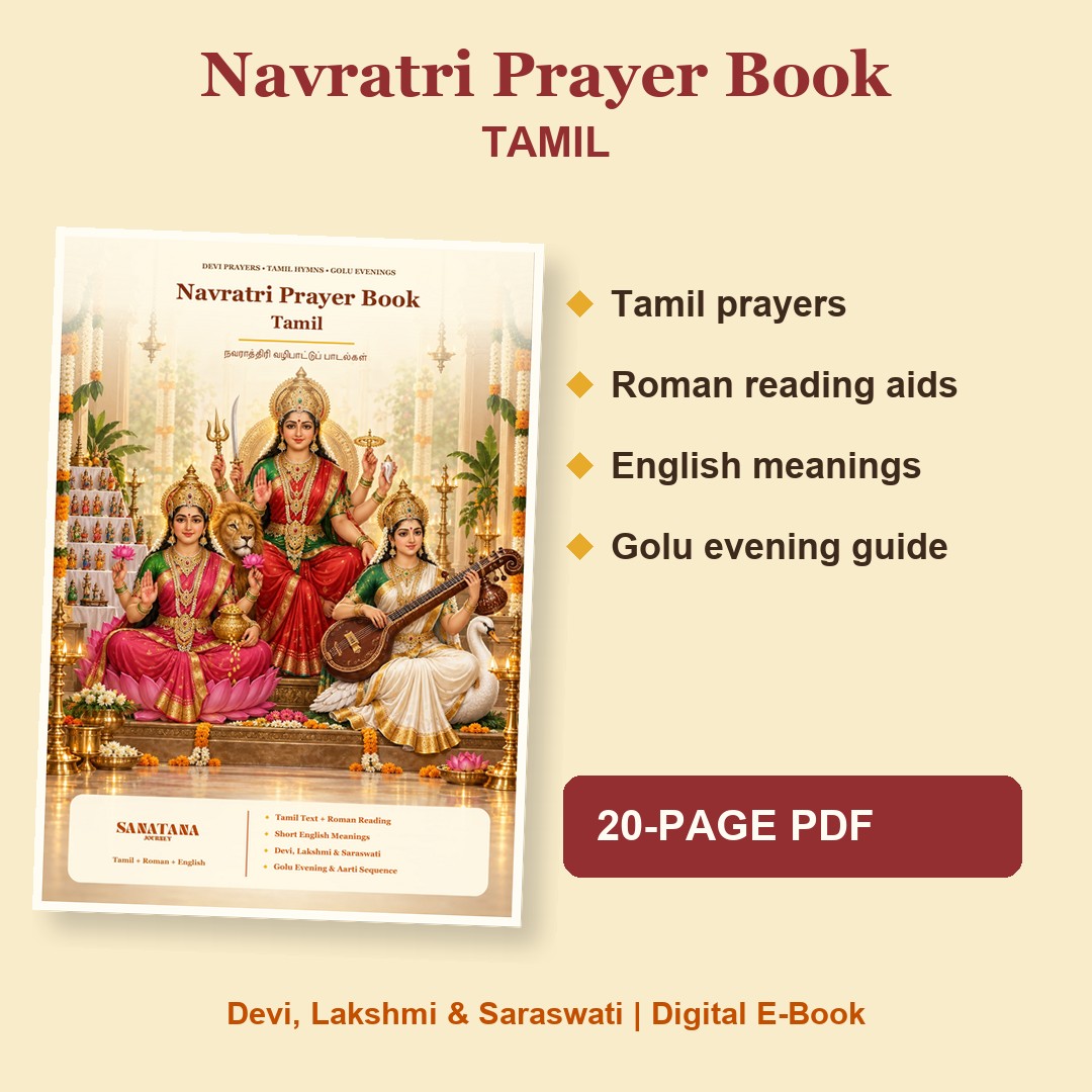 Navratri Prayer Book Tamil - 20-page PDF with Roman reading aids, English meanings and Golu evening guidance
