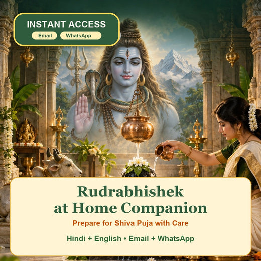 Rudrabhishek at Home Companion e-book cover; Hindi and English PDF with email and WhatsApp delivery
