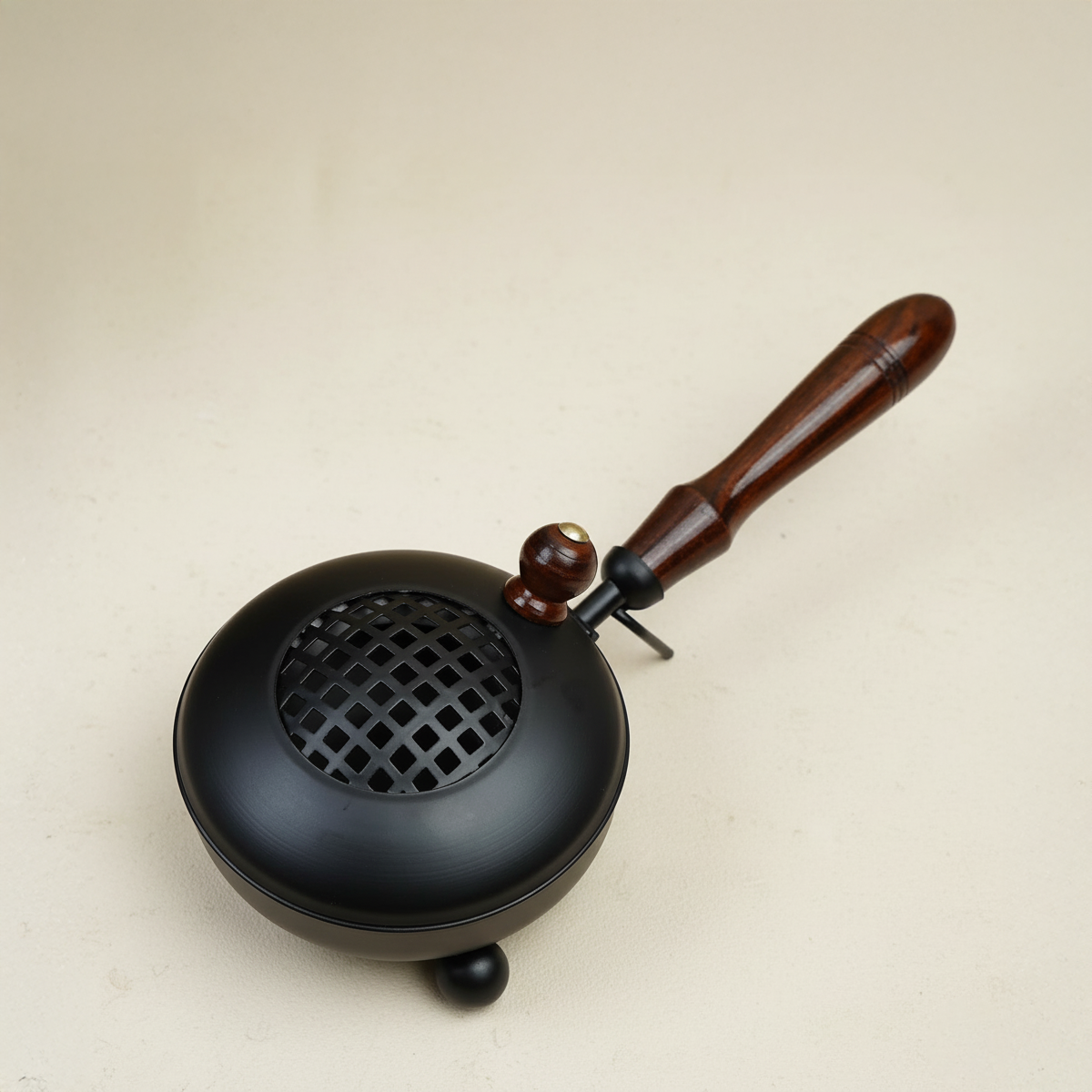 Black Wooden Handle Resin Burner (Large) by Pujashree | Sanatana Journey
