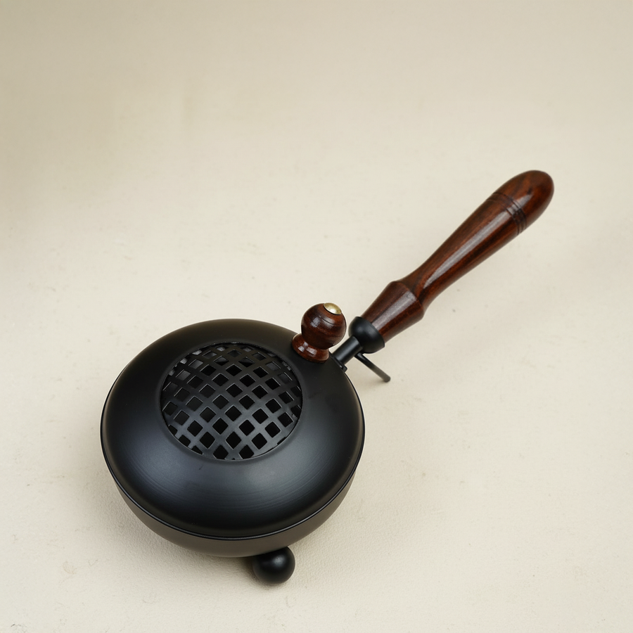 Black Wooden Handle Resin Burner (Large) by Pujashree | Sanatana Journey