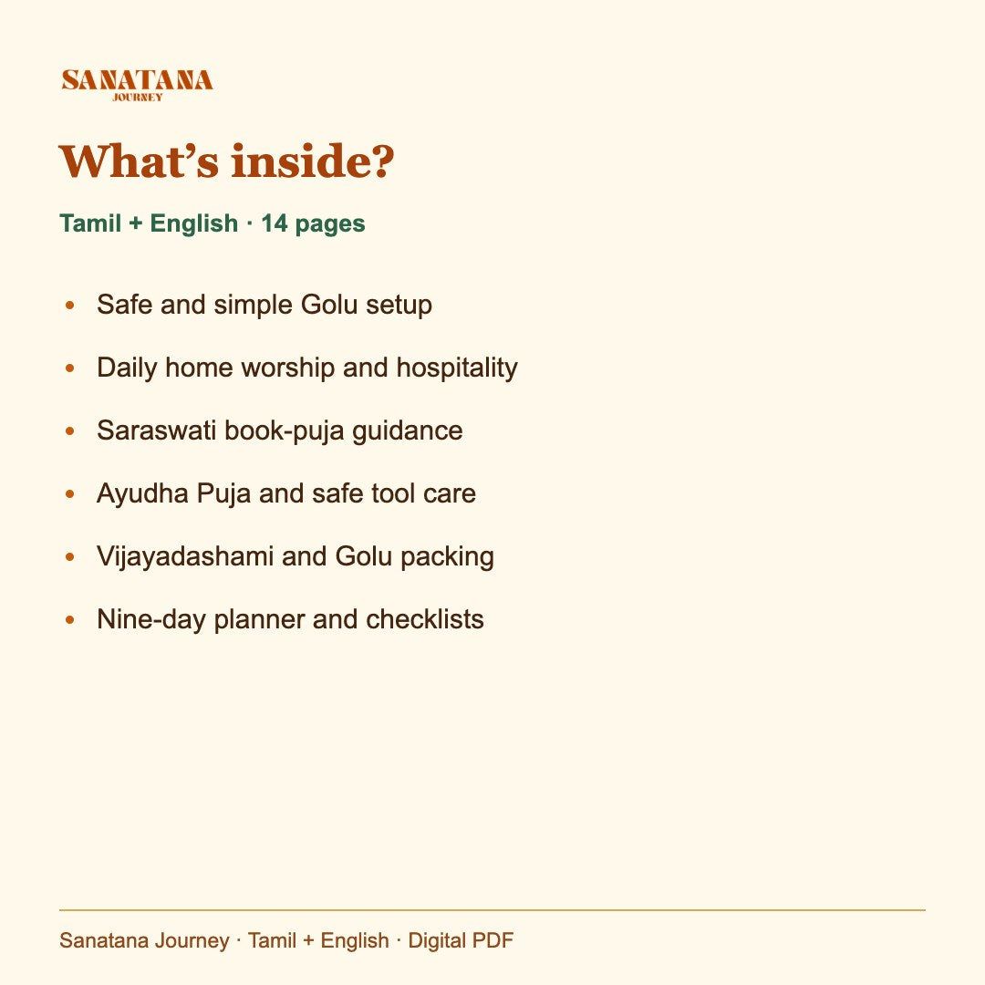 Navarathri Golu, Saraswati & Ayudha Puja: contents, Tamil + English PDF