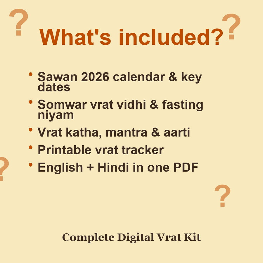 Sawan Somwar Vrat Kit eBook contents including 2026 calendar, puja vidhi, katha, aarti and tracker