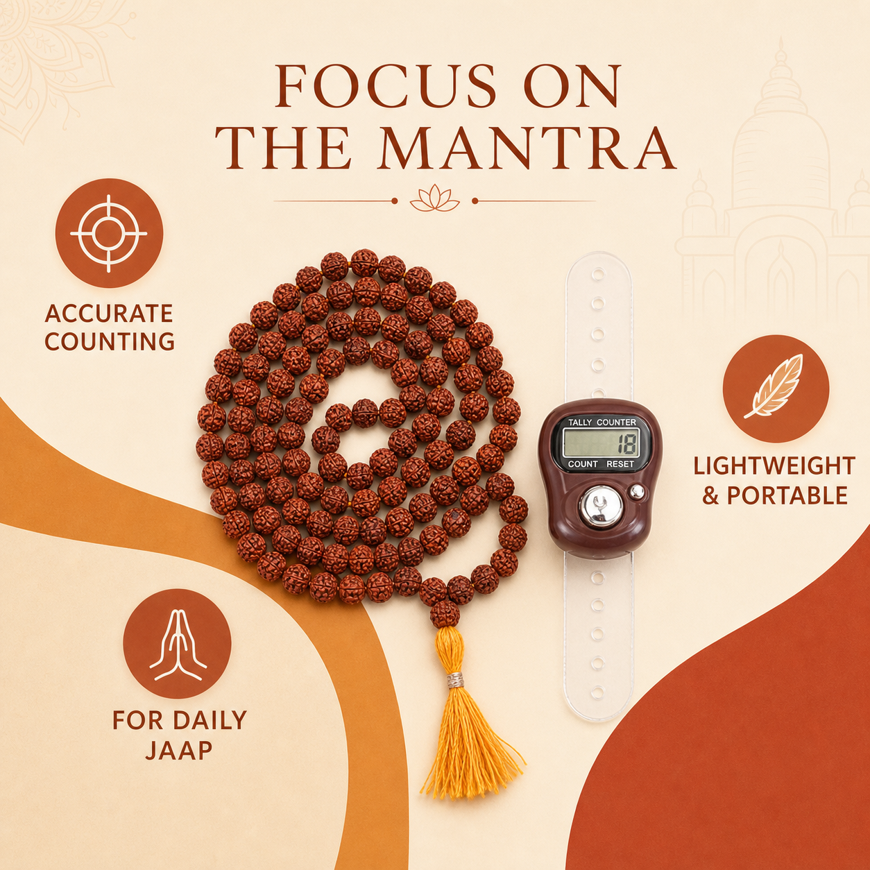 Mantra Jaap Combo benefits – accurate counting, lightweight and portable