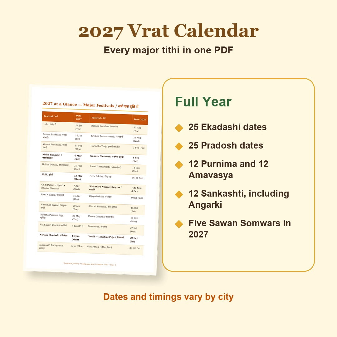 Sampurna Vrat Calendar 2027 eBook full year vrat calendar preview with major tithi counts