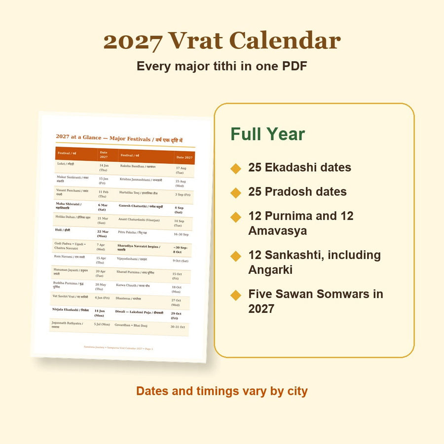 Sampurna Vrat Calendar 2027 eBook full year vrat calendar preview with major tithi counts