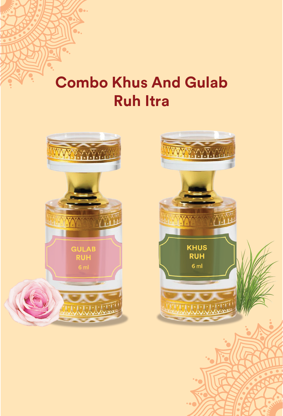 Mystic Bloom Combo – Khus & Gulab Ruh Itra – Premium Fragrance by Pujashree | Sanatana Journey