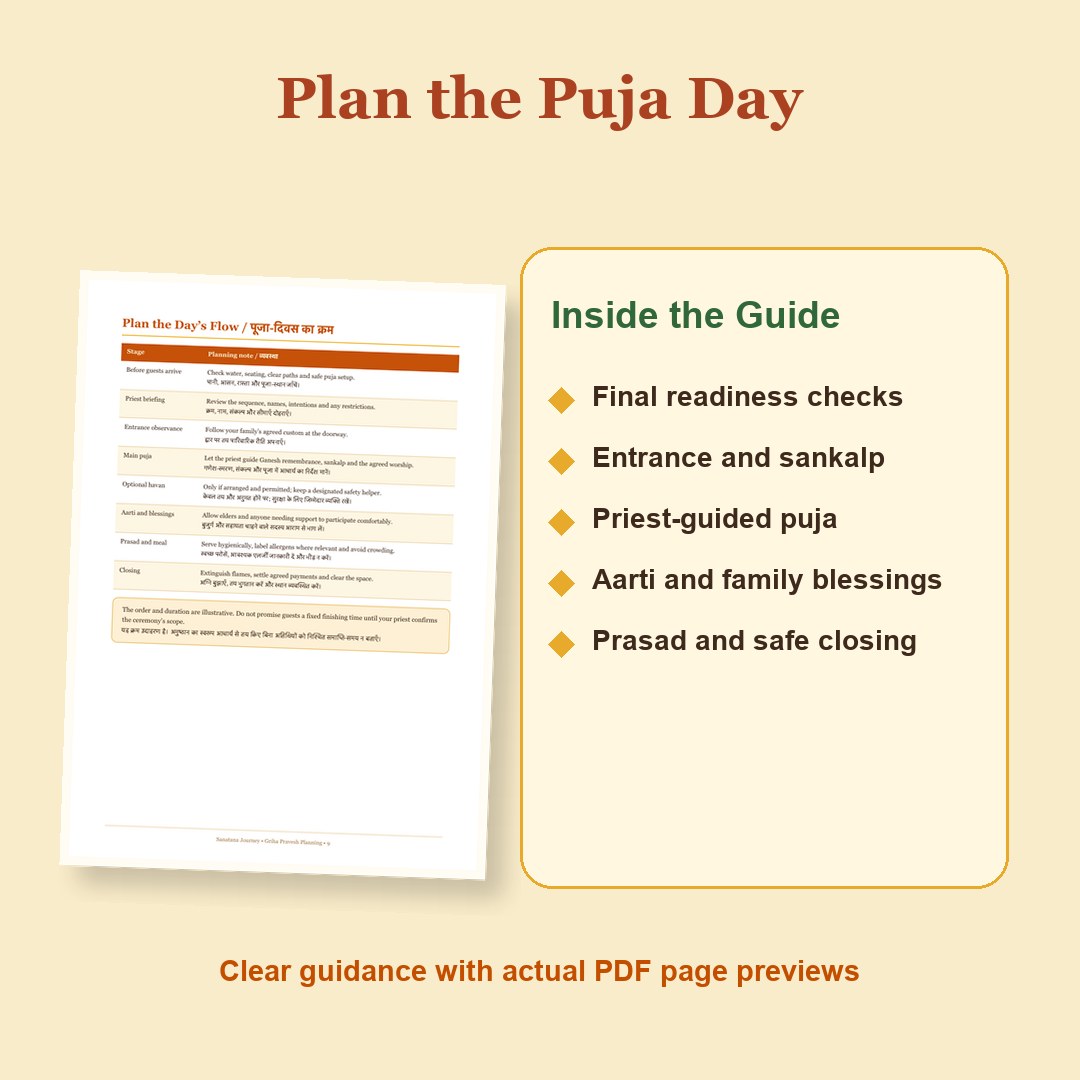 Griha Pravesh Planning Guide actual PDF preview: Plan the Puja Day