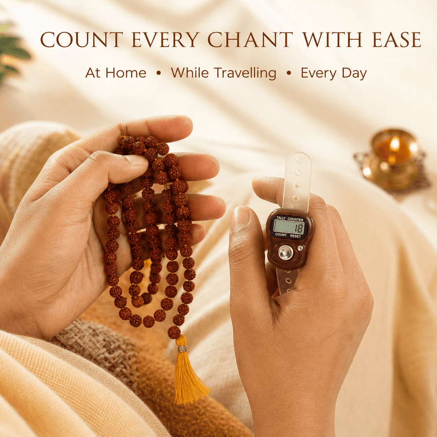 Digital finger counter and Rudraksha Mala in daily mantra jaap use