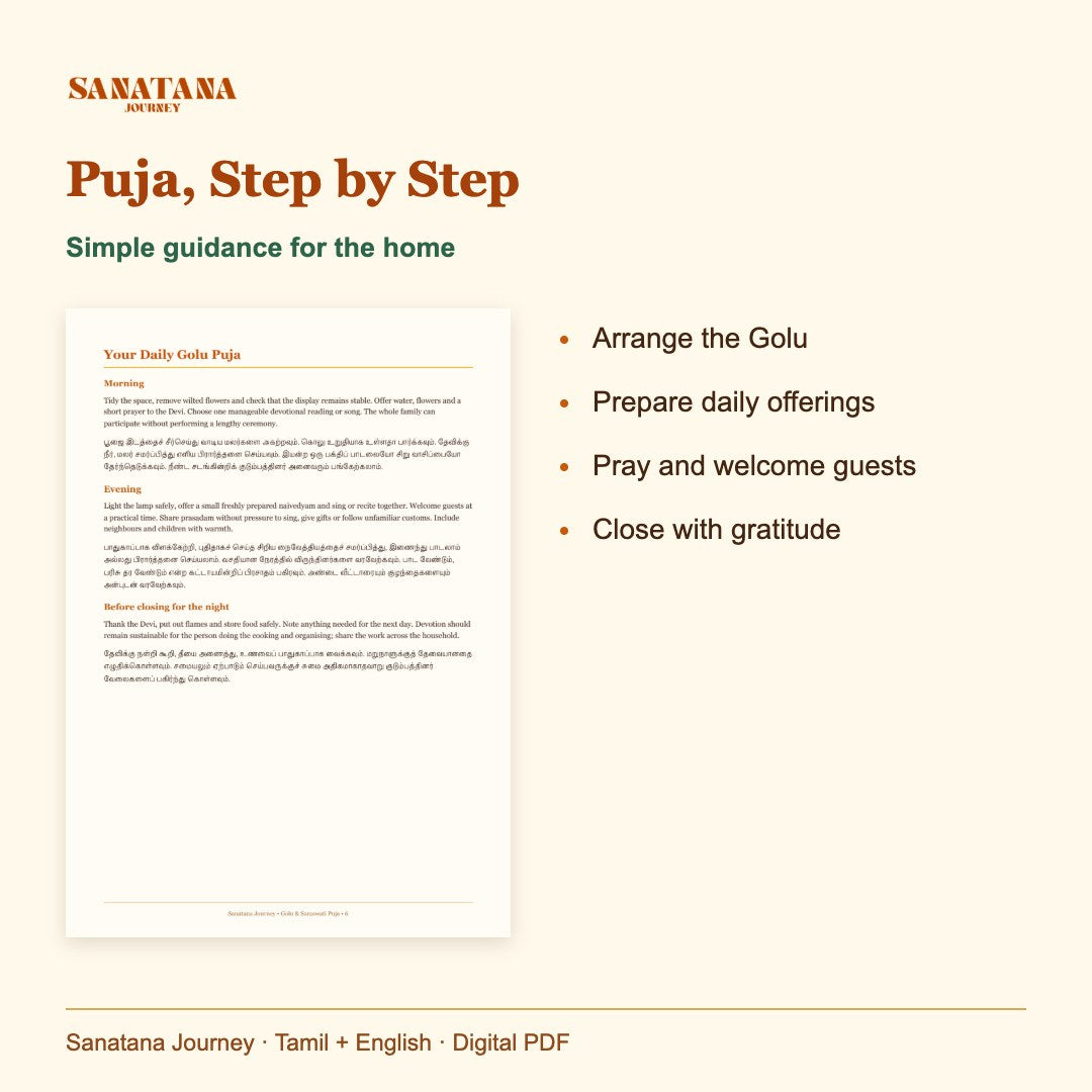 Navarathri Golu, Saraswati & Ayudha Puja: puja steps, Tamil + English PDF