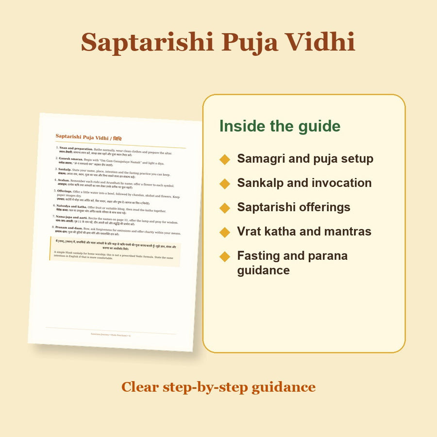 Rishi Panchami Vrat Katha and Saptarishi Puja Guide 2026 Hindi and English eBook step-by-step puja vidhi with a real page preview