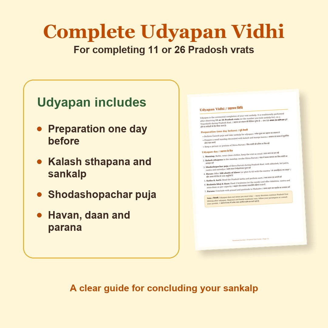 Complete Pradosh Vrat Udyapan Vidhi preview for completing 11 or 26 Pradosh vrats