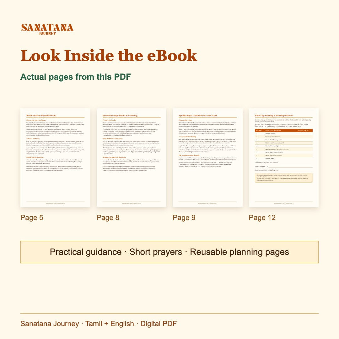 Navarathri Golu, Saraswati & Ayudha Puja: inside pages, Tamil + English PDF