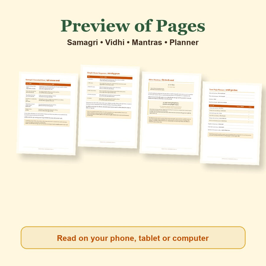 Rudrabhishek at Home Companion page previews from pages 5, 8, 9, 13