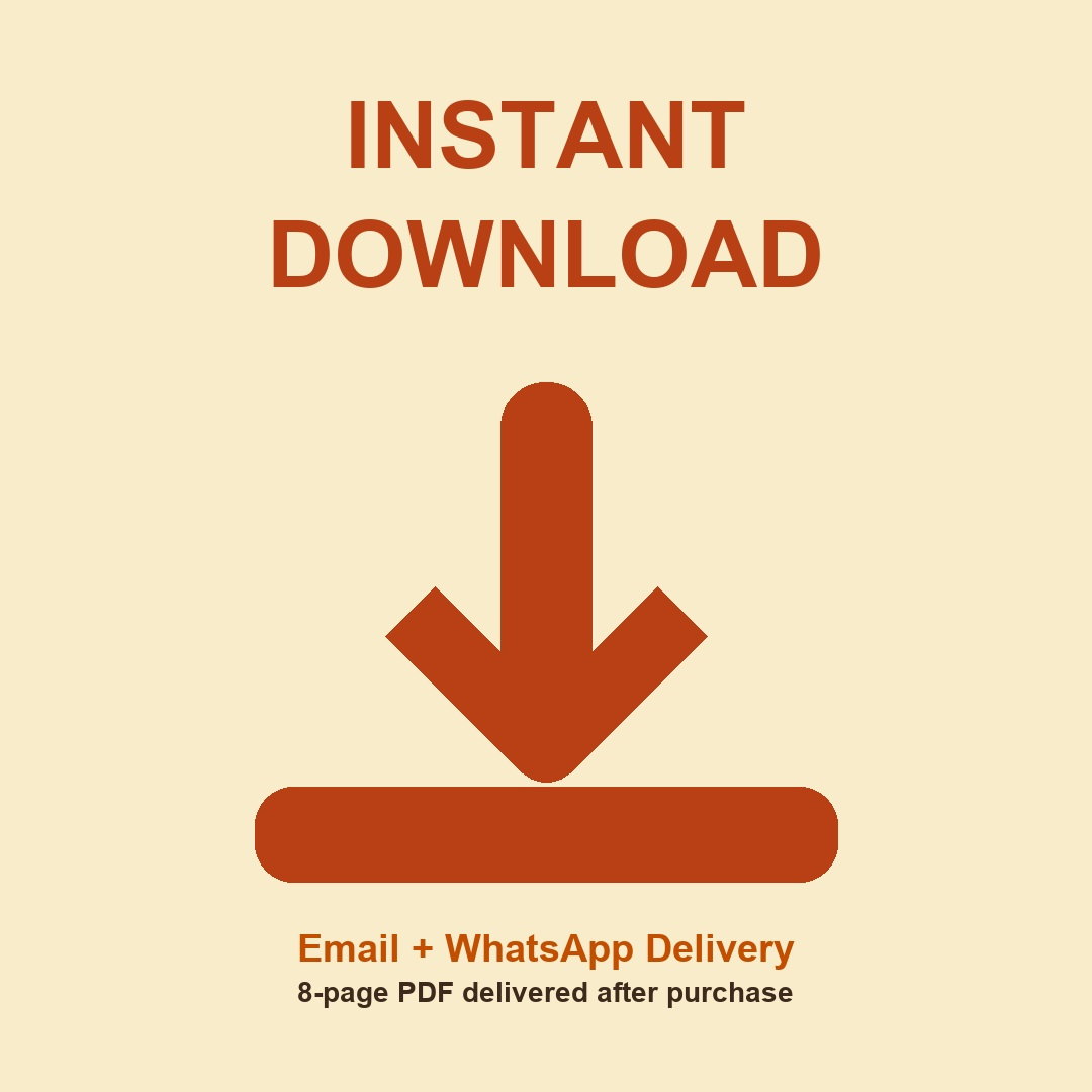 Instant download Diwali Panch-Parv Guide eBook image showing Email and WhatsApp PDF delivery after purchase
