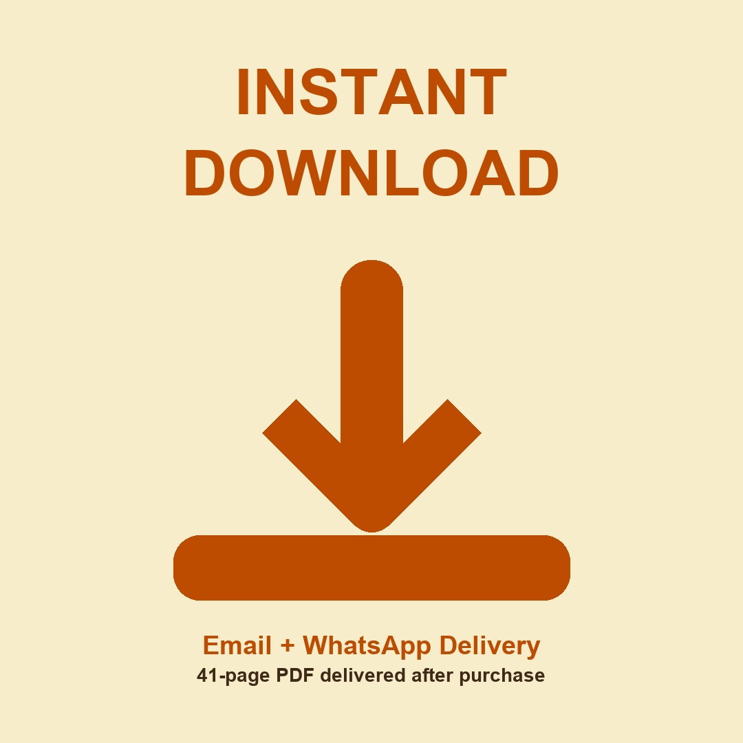 Instant download Sampurna Ekadashi Guide eBook image showing Email and WhatsApp PDF delivery after purchase