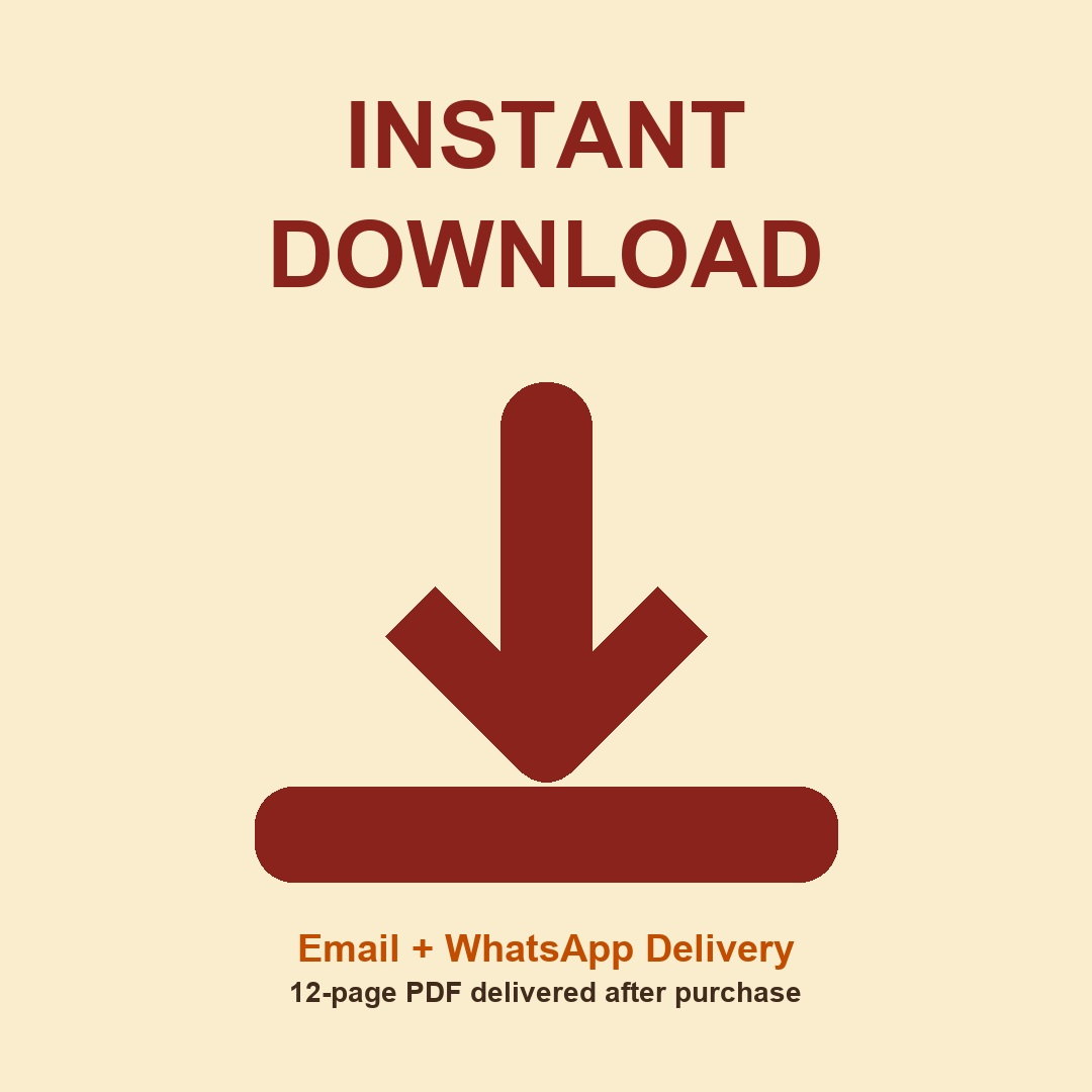 Instant download Mangla Gauri Vrat Guide eBook image showing Email and WhatsApp PDF delivery after purchase