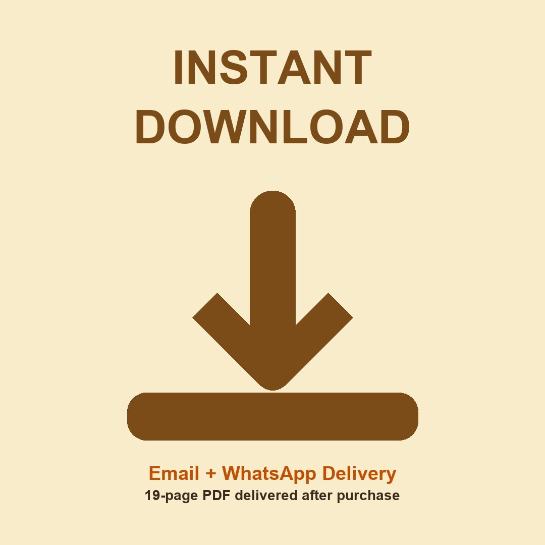 Instant download Sampurna Vrat Calendar 2027 eBook image showing Email and WhatsApp PDF delivery after purchase