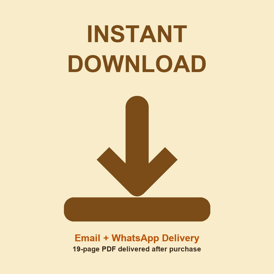 Instant download Sampurna Vrat Calendar 2027 eBook image showing Email and WhatsApp PDF delivery after purchase