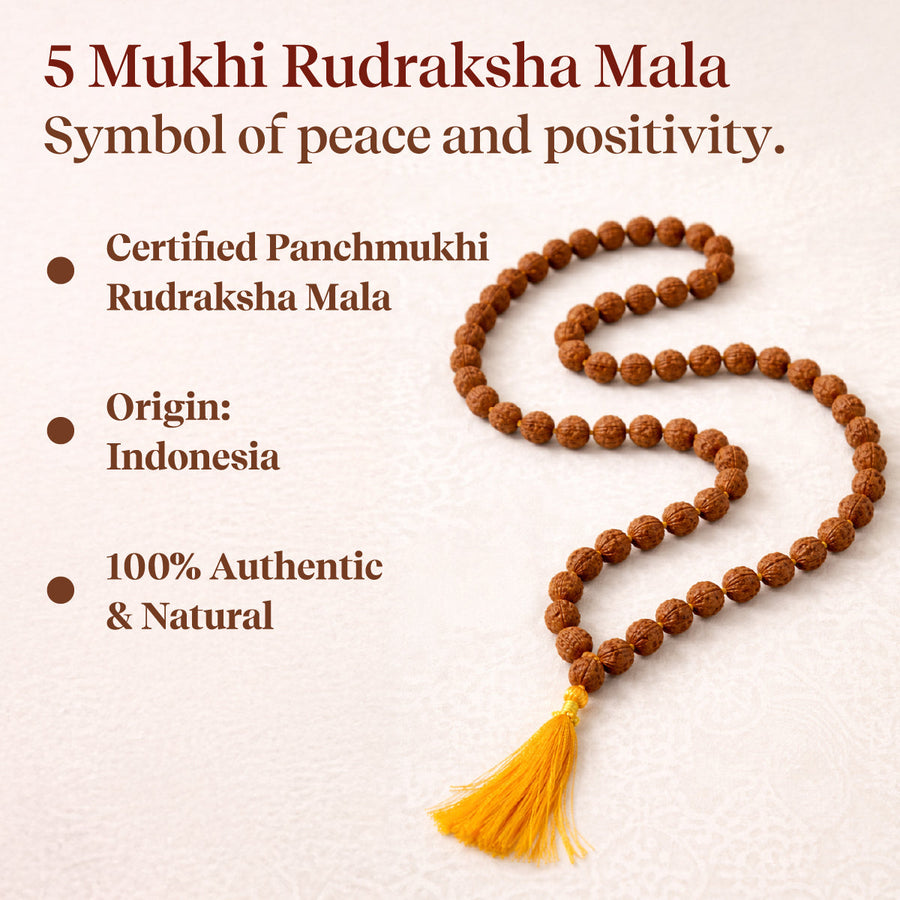 Panchmukhi Rudraksha Mala (4MM) – For Deep Meditation & Spiritual Power by Pujashree | Sanatana Journey