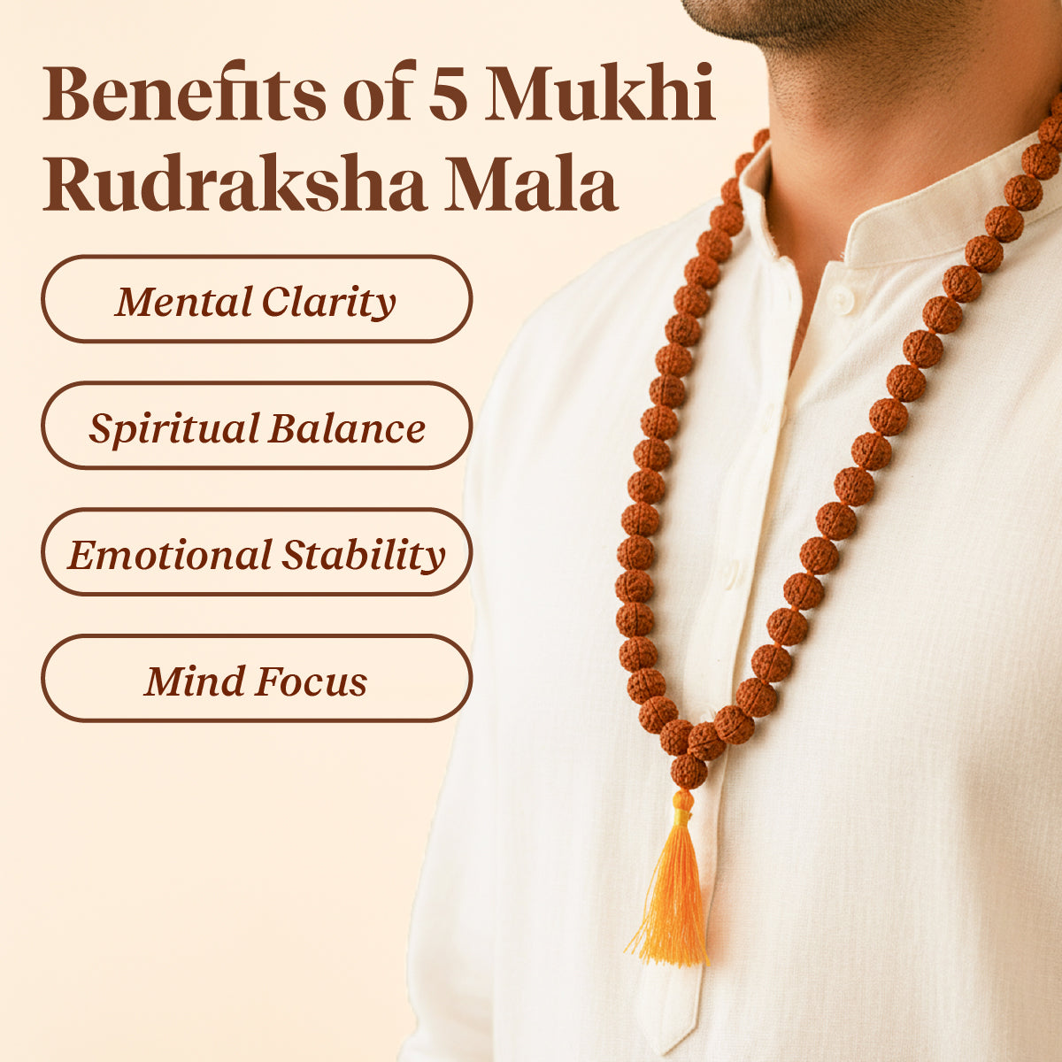 Panchmukhi Rudraksha Mala (4MM)– For Deep Meditation & Spiritual Power