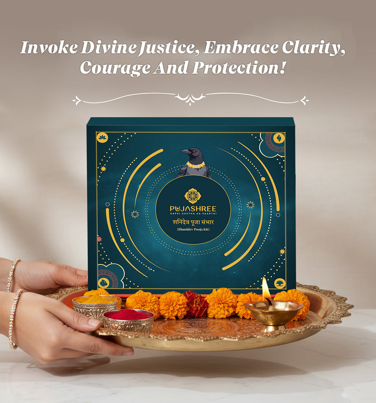 Shanidev Puja Kit with Tray (Small) – Complete Shani Dev Worship Set by Pujashree | Sanatana Journey