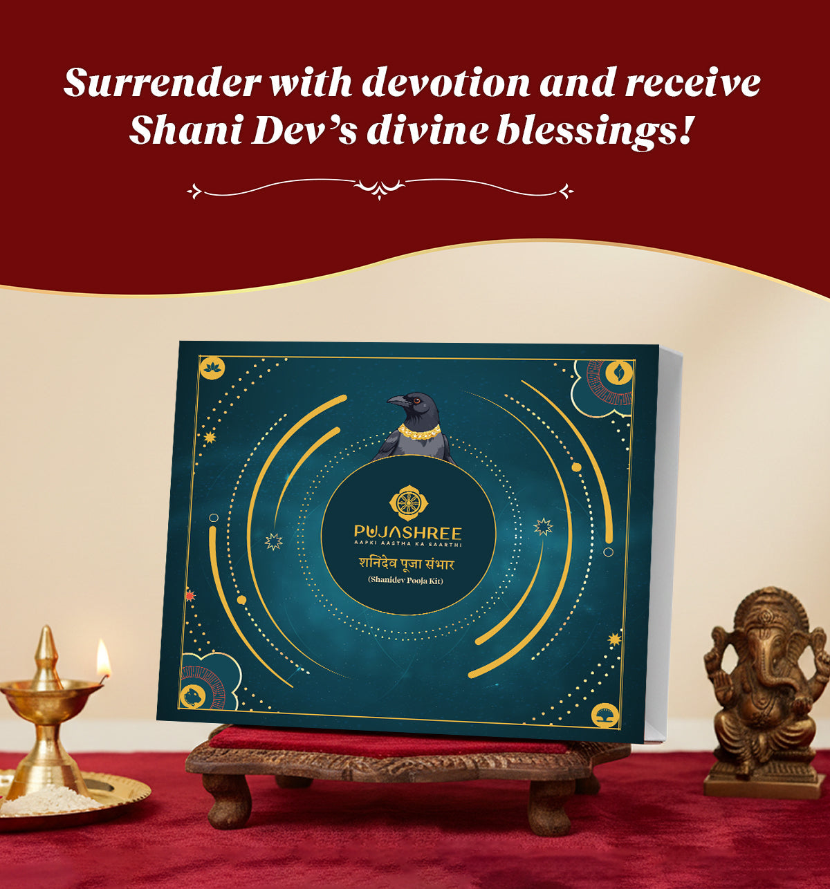 Shanidev Puja Kit with Tray (Small) – Complete Shani Dev Worship Set by Pujashree | Sanatana Journey