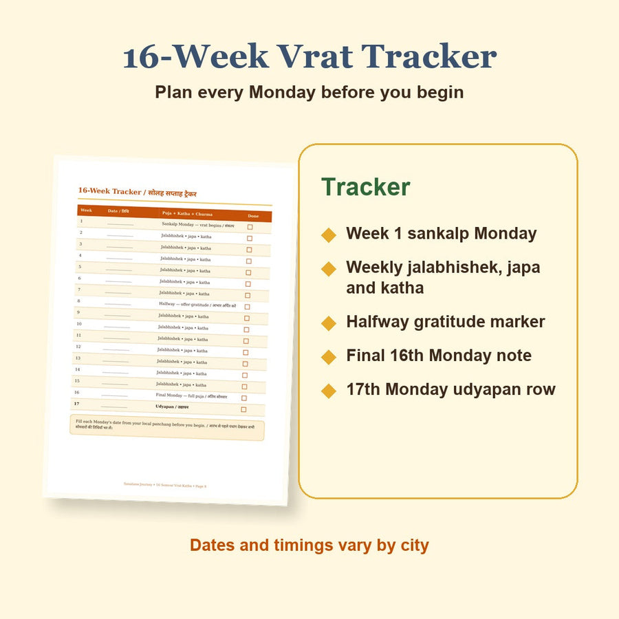 16 Somvar Vrat Katha Hindi and English eBook 16 week vrat tracker preview