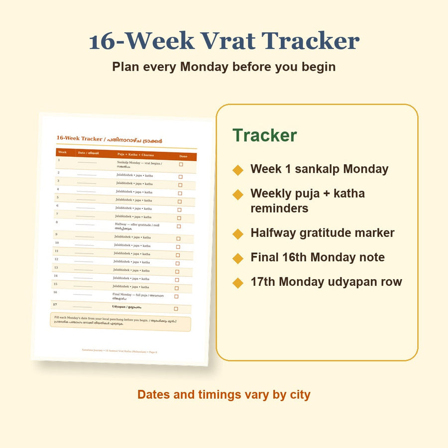 16 Somvar Vrat Katha Malayalam and English eBook 16 week vrat tracker preview