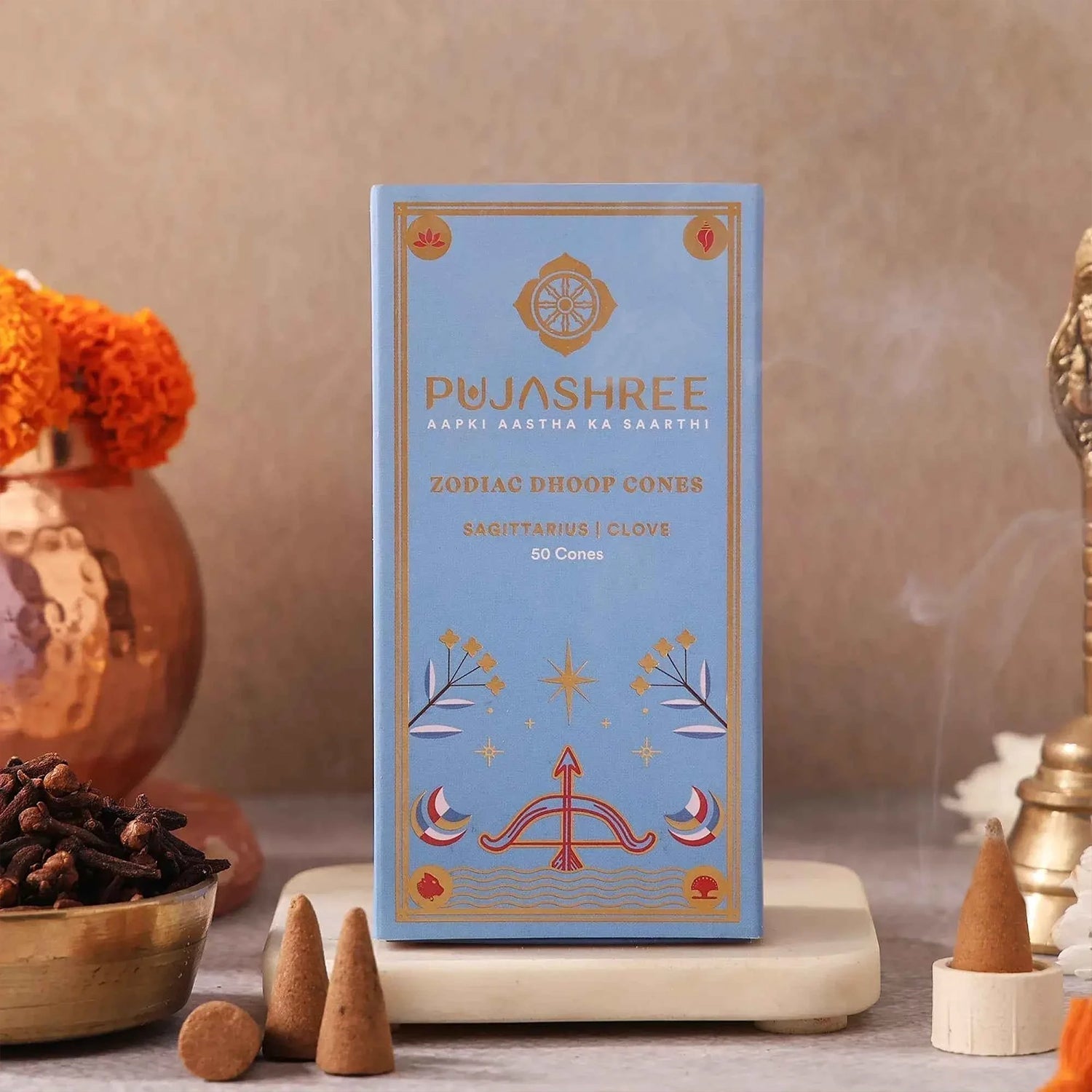 Sagittarius Zodiac Dhoop Cones 50 pcs - Clove