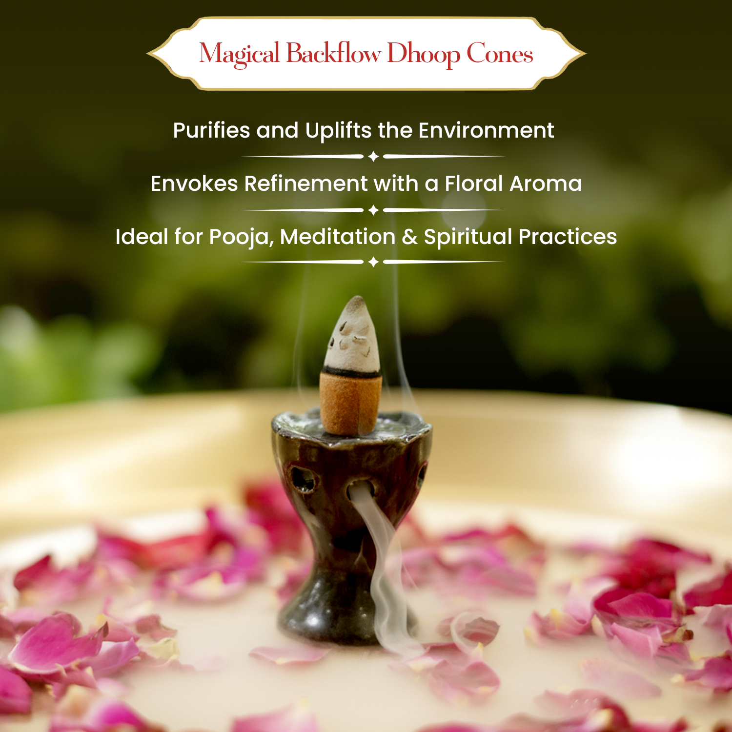 Mishti Padma Backflow Dhoop Cones (40 pcs) – Sweet Floral Aroma for Serenity by Pujashree | Sanatana Journey