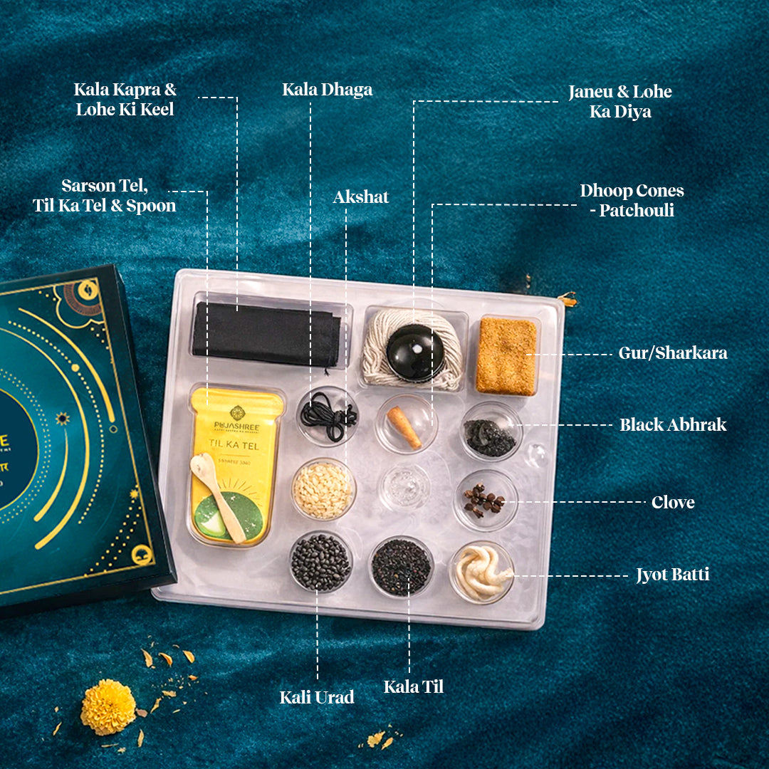 Shanidev Puja Kit with Tray (Small) – Complete Shani Dev Worship Set by Pujashree | Sanatana Journey