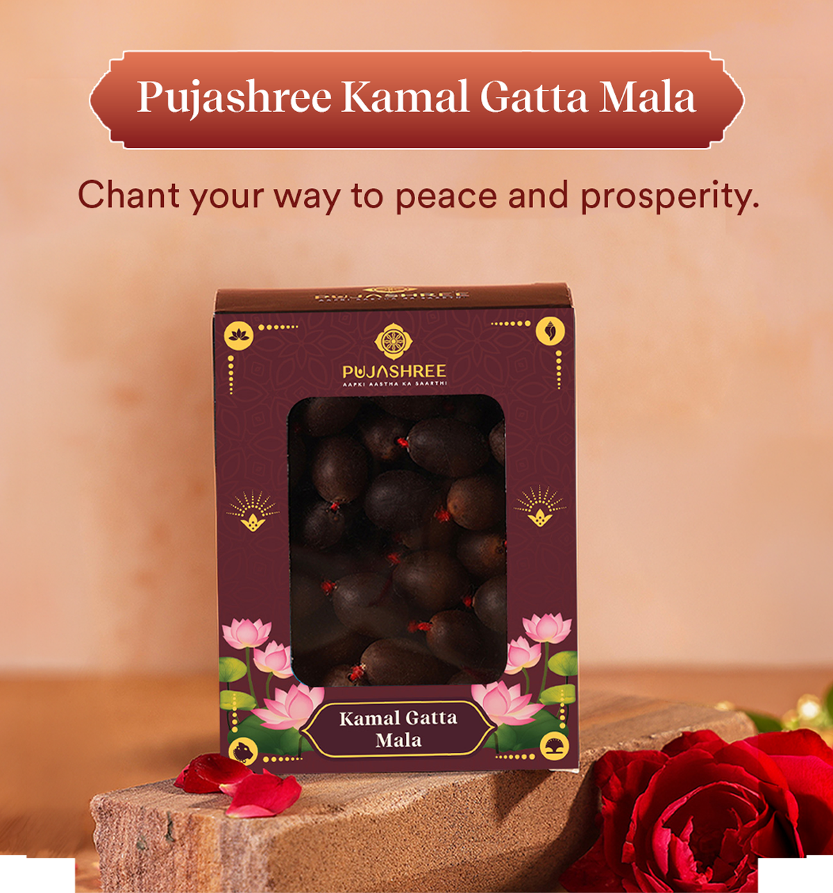 Pujashree Kamalgatta Mala | 108+1 Lotus Seed Beads for Jap