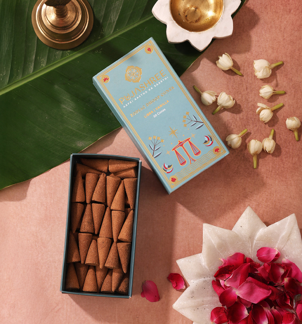 Libra Zodiac Dhoop Cones 50 pcs – Vanilla by Pujashree | Sanatana Journey