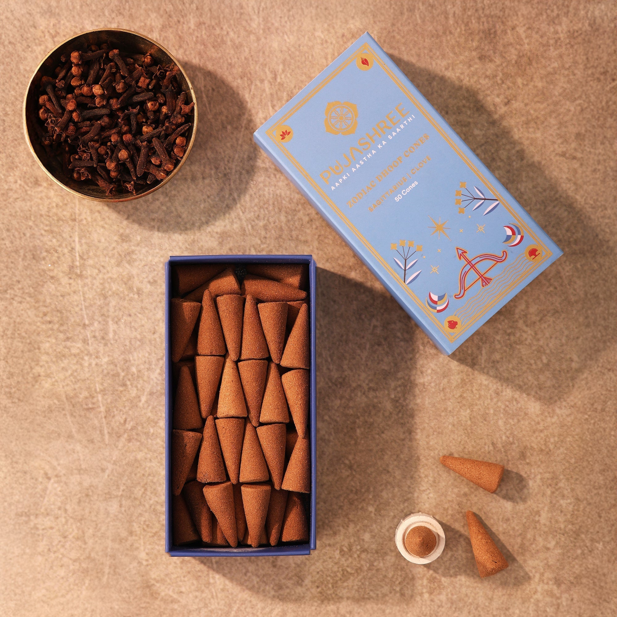 Sagittarius Zodiac Dhoop Cones 50 pcs - Clove