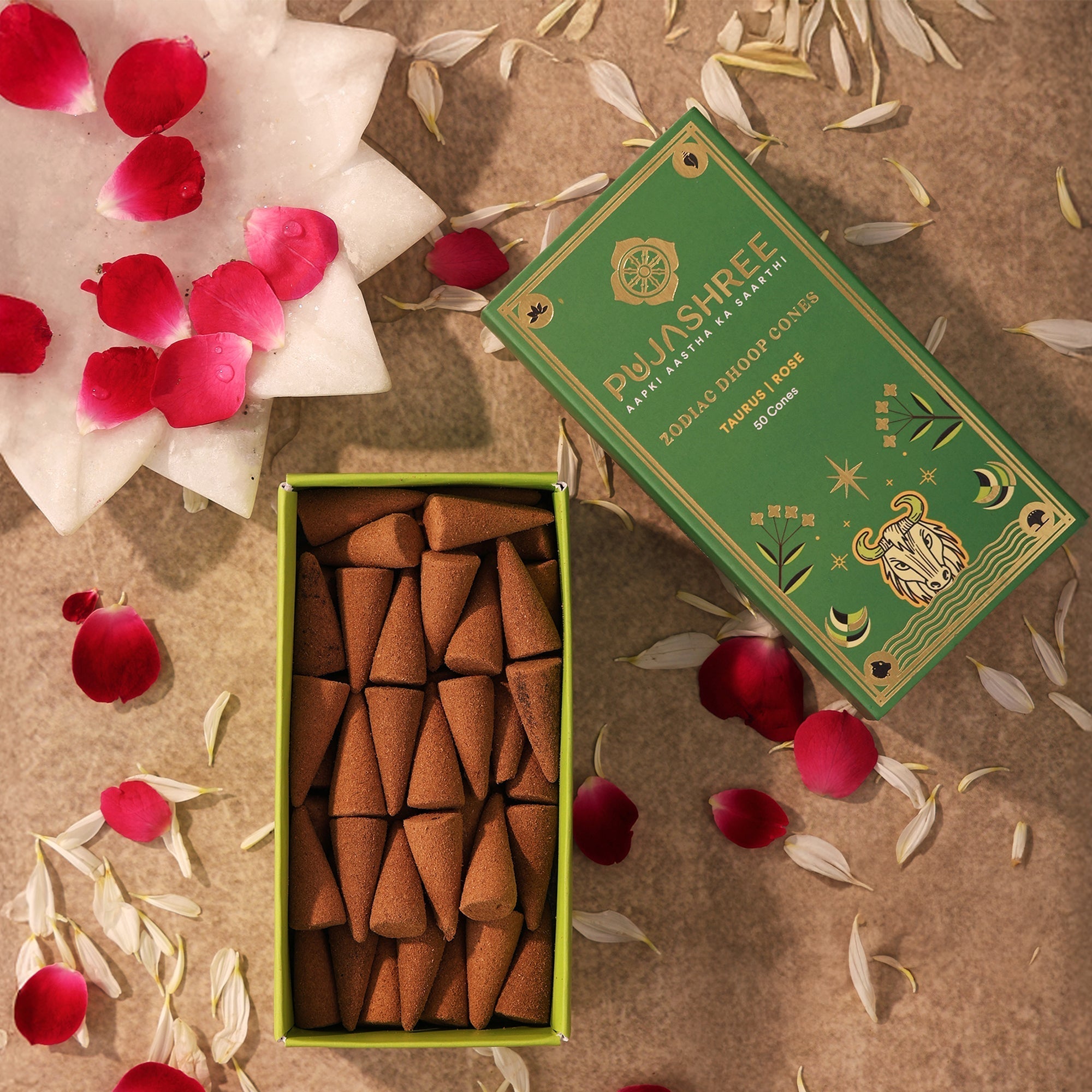 Taurus Zodiac Dhoop Cones 50 pcs - Rose