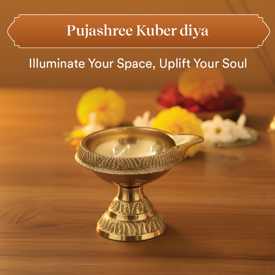 Kuber Puja Combo – Brass Kuber Diya & Garud Ghanti for Daily Puja by Pujashree | Sanatana Journey